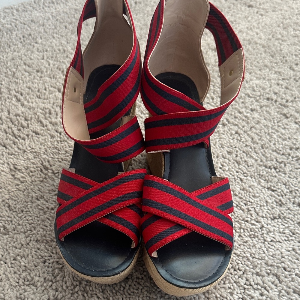 Tommy Hilfiger Red and Black Espadrille Sandals